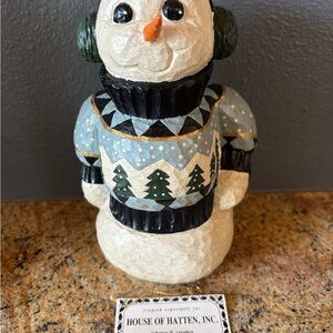 Snowman NWT House of Hatten woodcarving handpainted folk art primitive